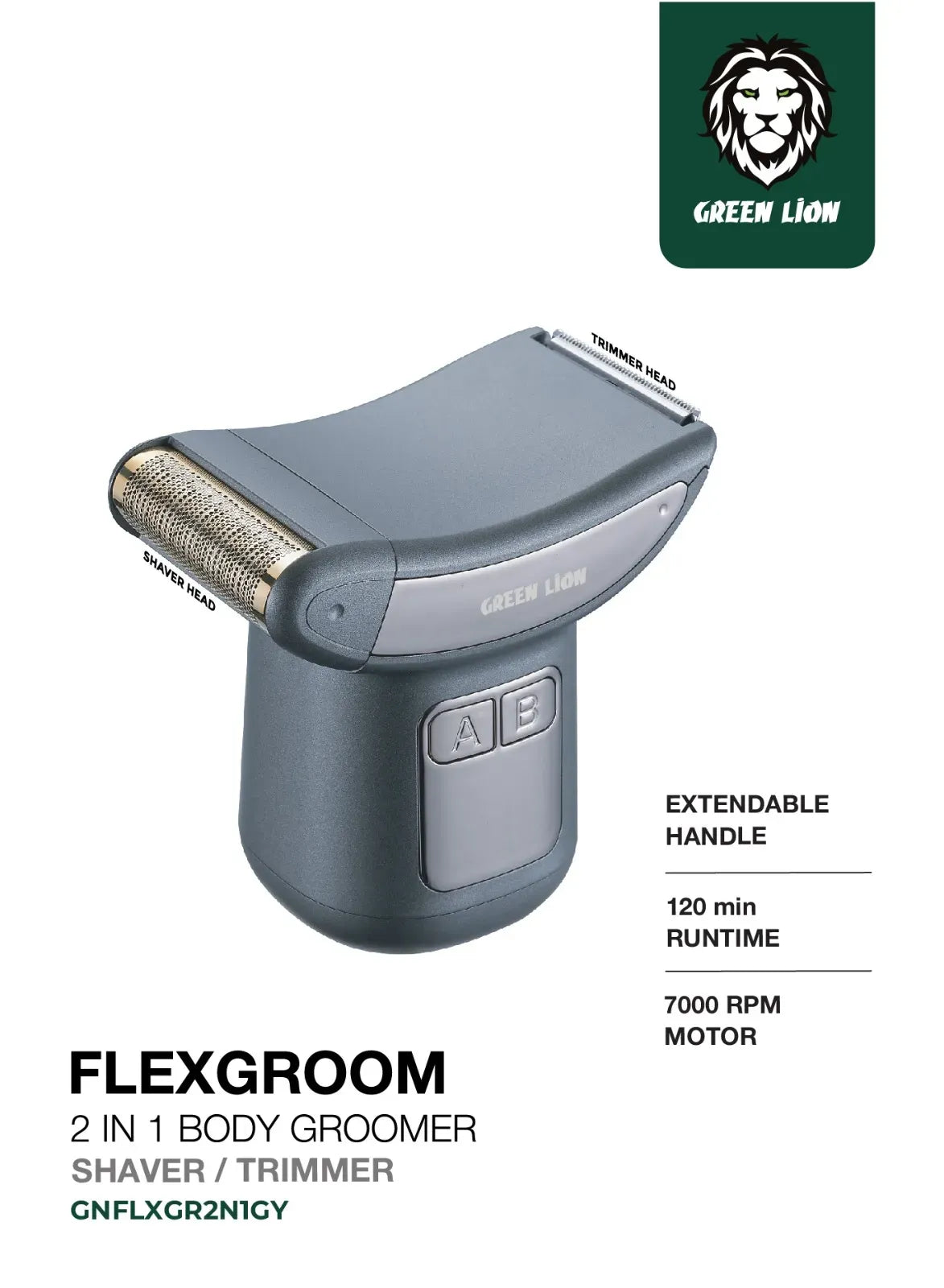 Green Lion Flexgroom 2 in 1 Body Groomer Gray – image 6