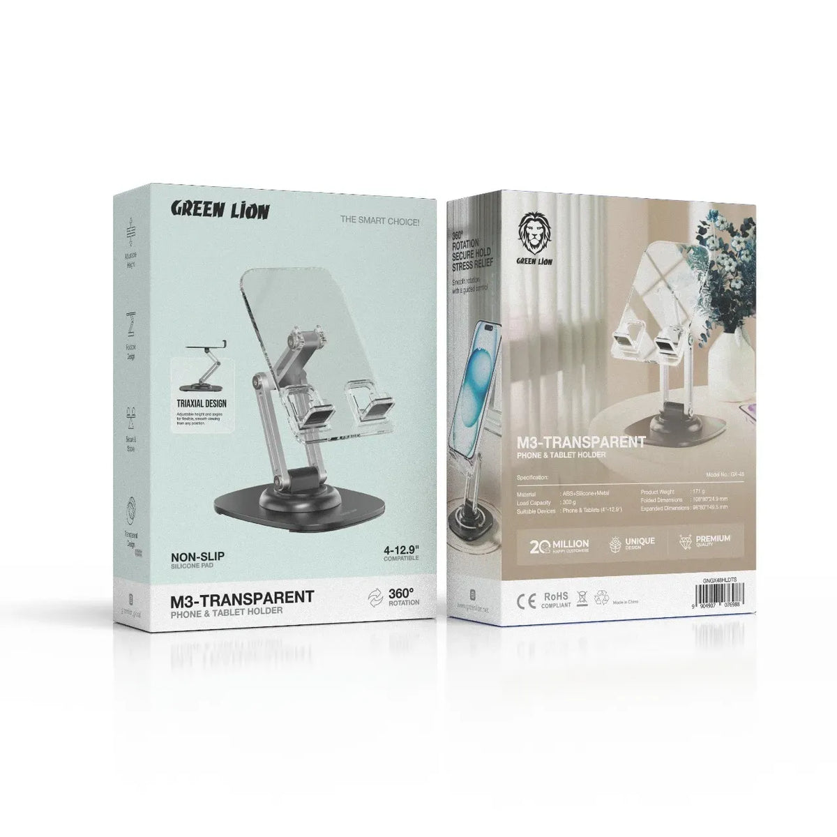 Green Lion M3 Transparent Phone Tablet Holder Black – image 3