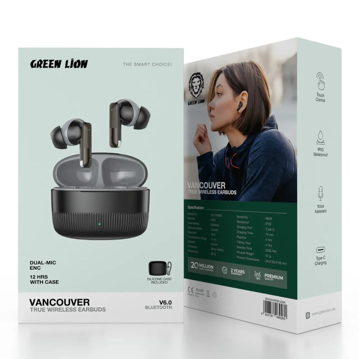 Green Lion Vancouver Wireless Earbuds - Black – image 5