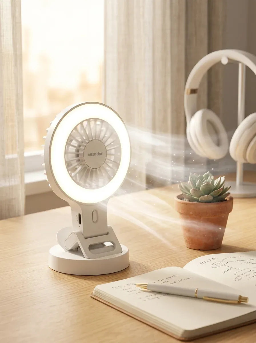 Green Lion AIRGLOW Clip-On Rechargeable Fan - White – image 3