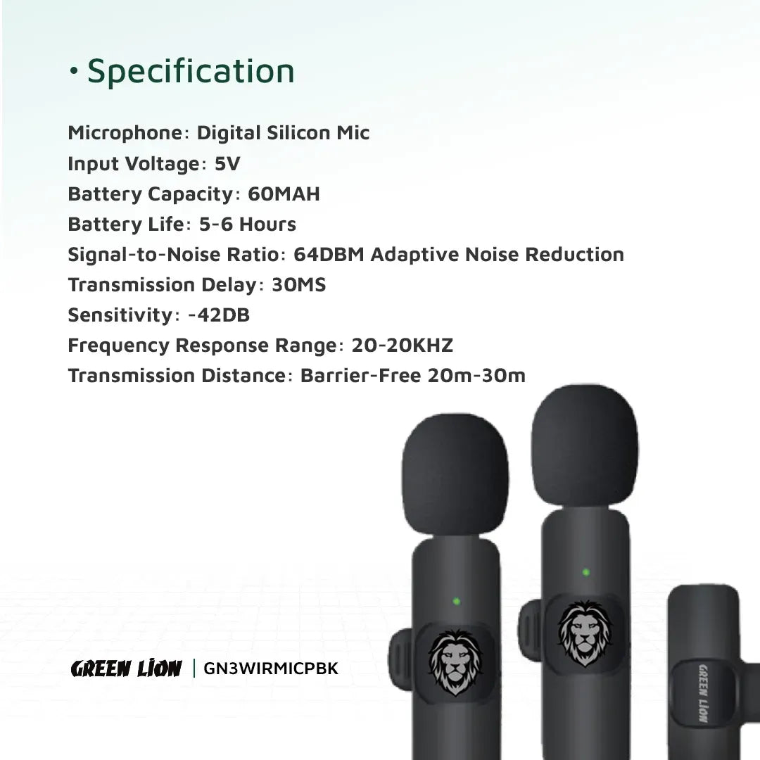 Green Lion 3 in 1 Wireless Microphone Black – image 13