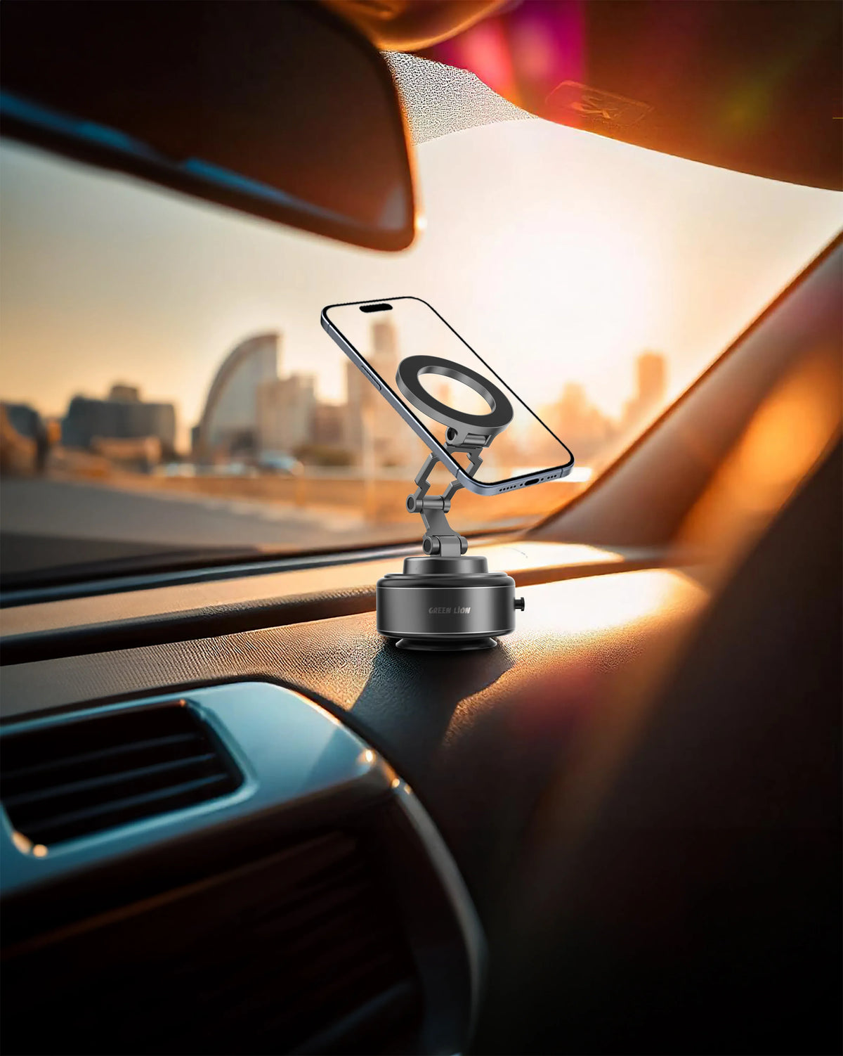 Green Lion Gx 30 Auto Suction Phone Holder Matte Black – image 2