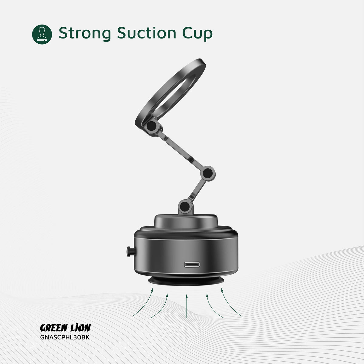Green Lion Gx 30 Auto Suction Phone Holder Matte Black – image 4