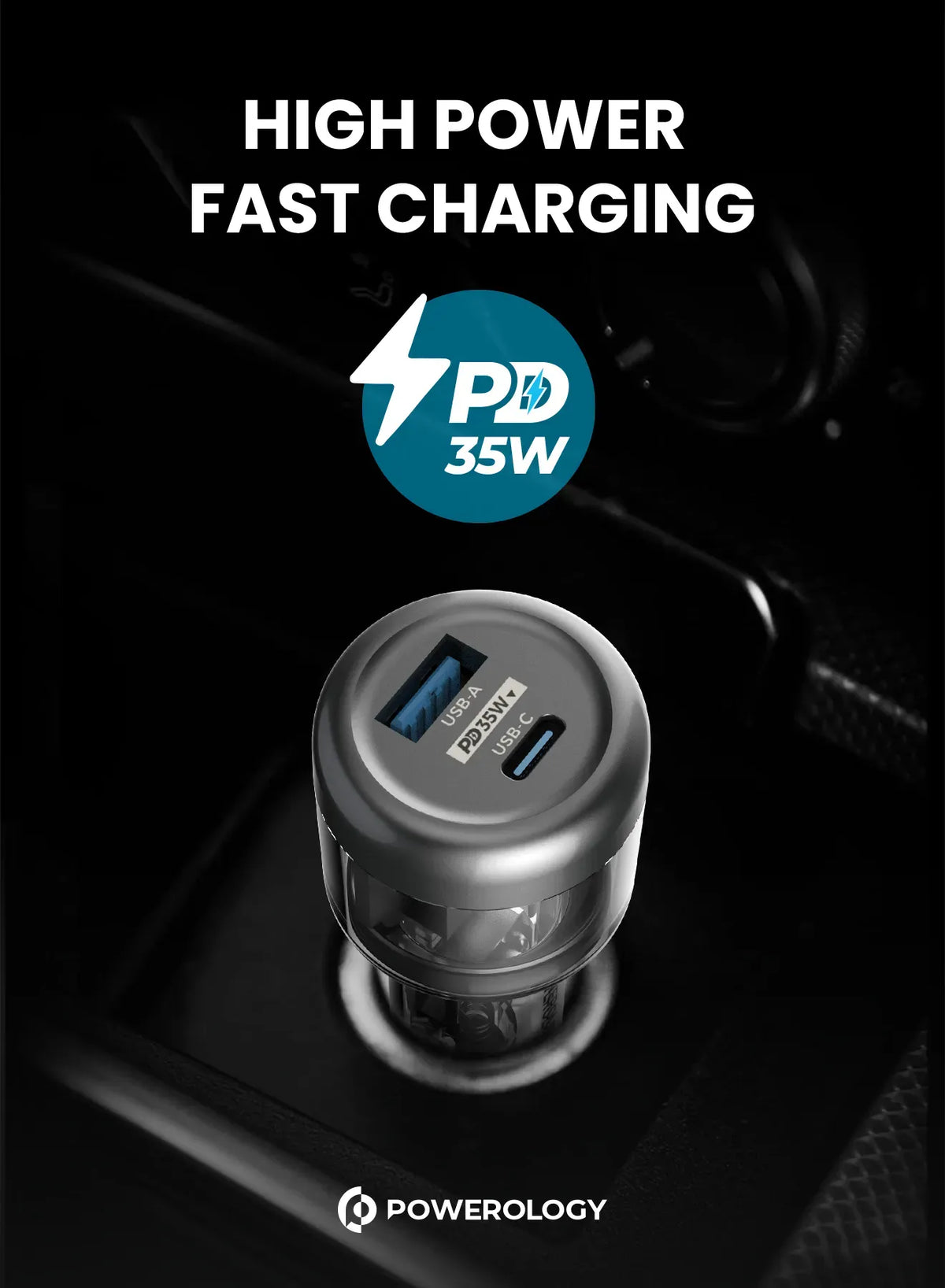 Powerology 35w Transparent Car Charger A C Port Version – image 5