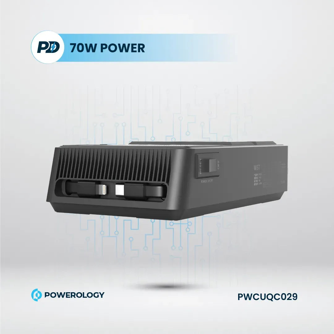 Powerology 2500w 4 AC Power Strip with Built in Retractable Cables Black – image 8