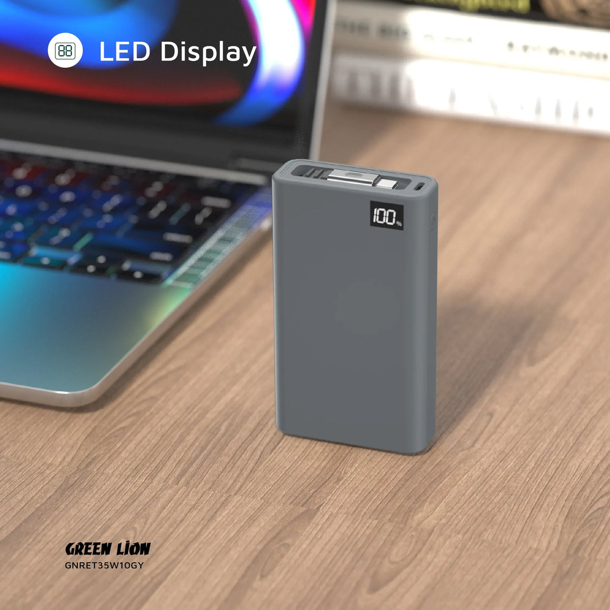 Green Lion Retractable Power Bank 35 W 10000 m Ah - Grey – image 8
