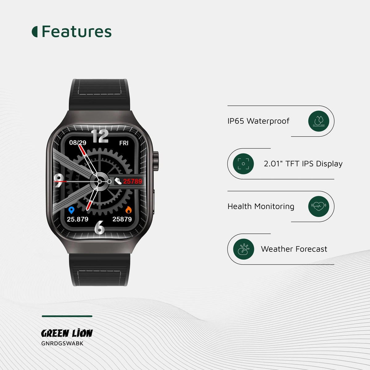 Green Lion Ridge Smart Watch - Black&Black – image 14