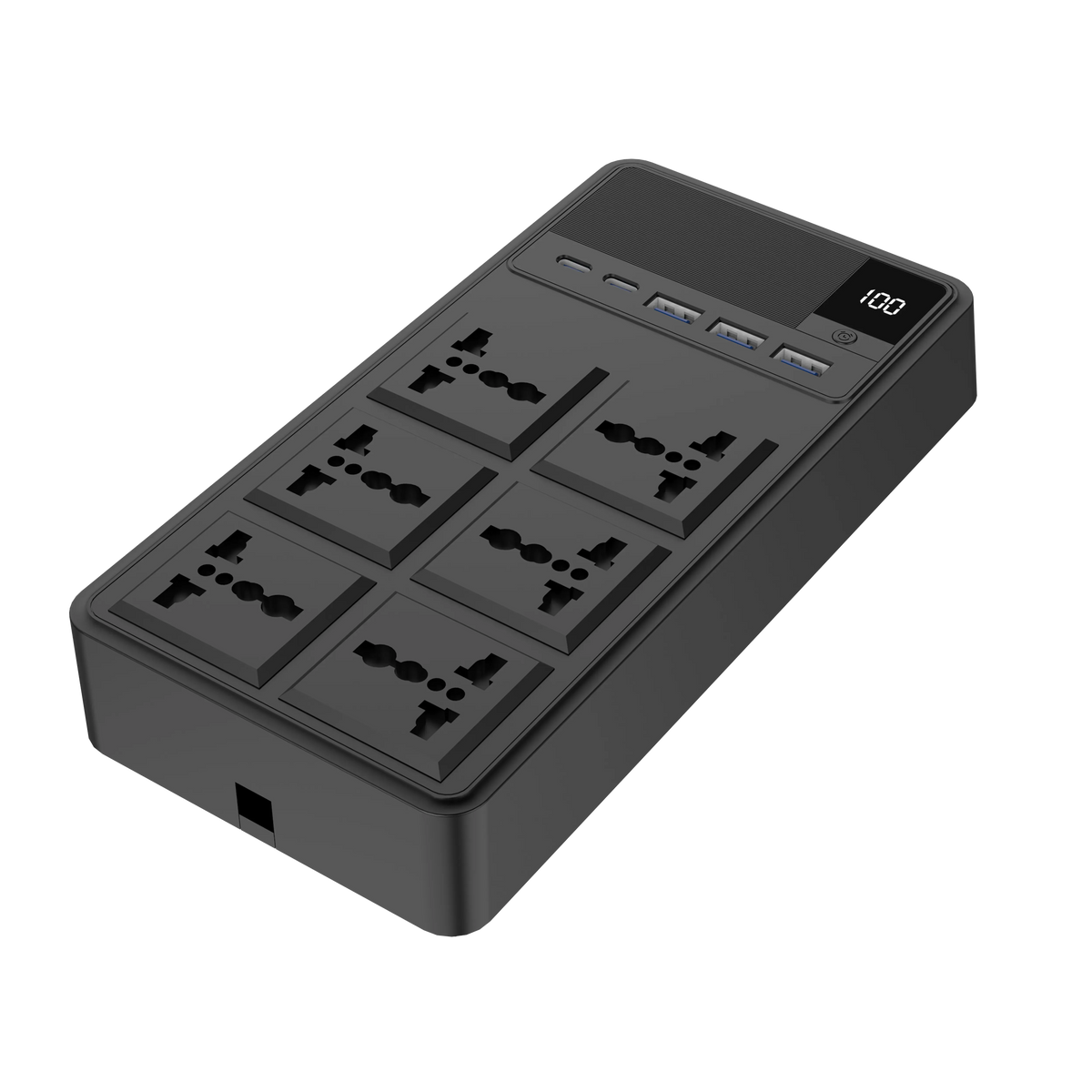 Powerology 2500w 6ac Power Strip with Built in Retractable Cables Black – image 21