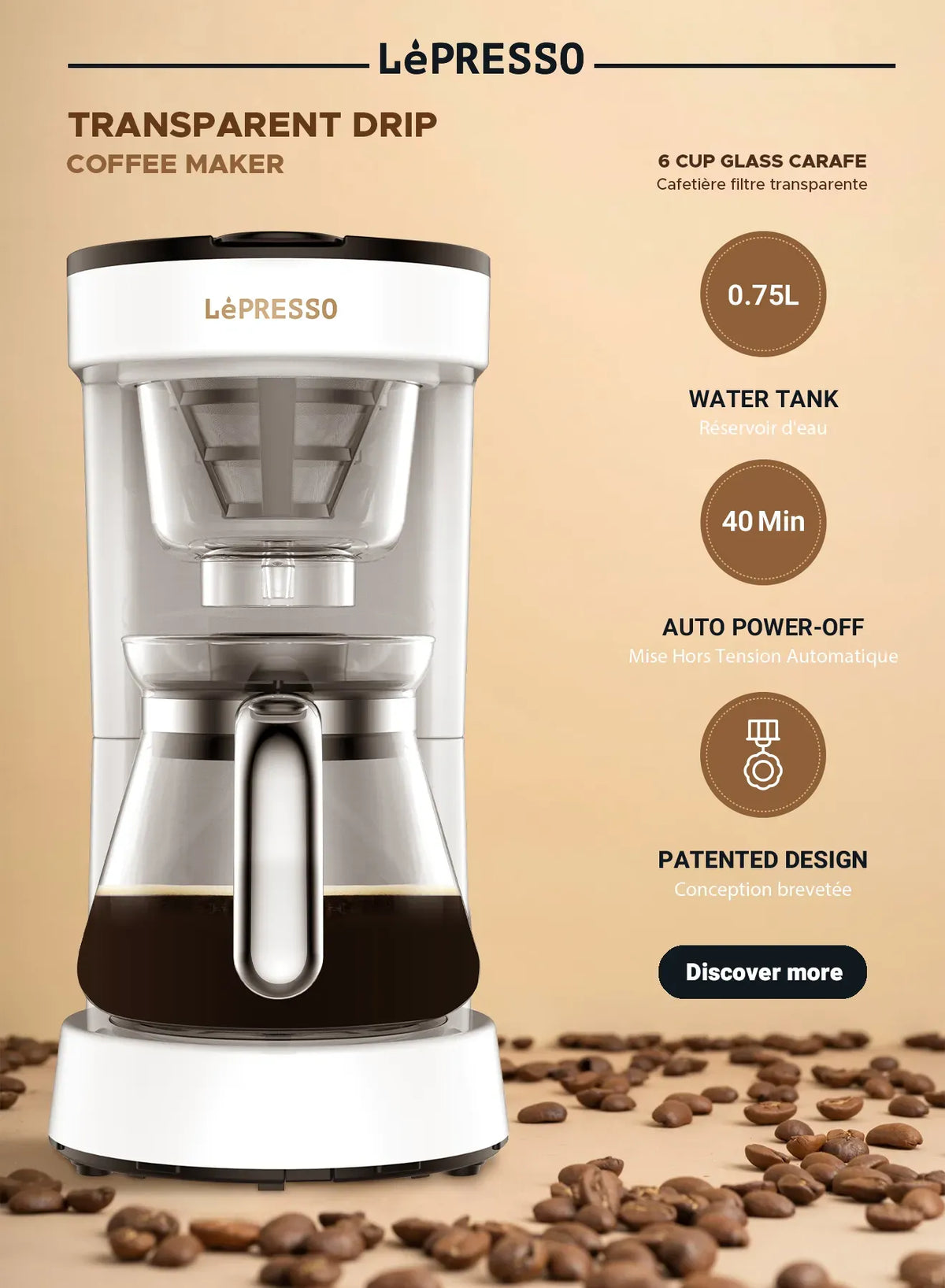 LePresso Drip Coffee Machine Bs Plug 0 75l White – image 15