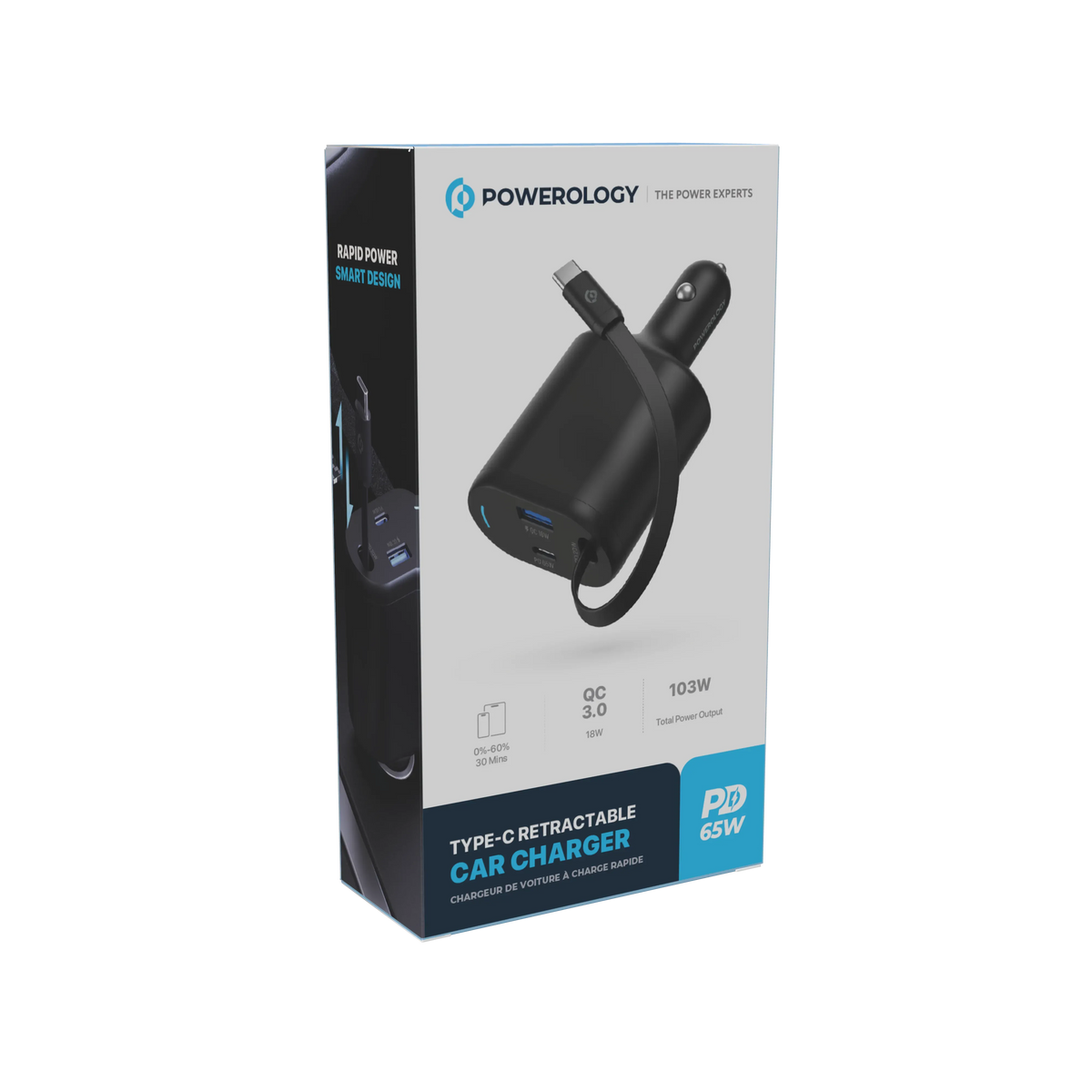 Powerology Type C Retractable Car Charger 103w Black – image 6