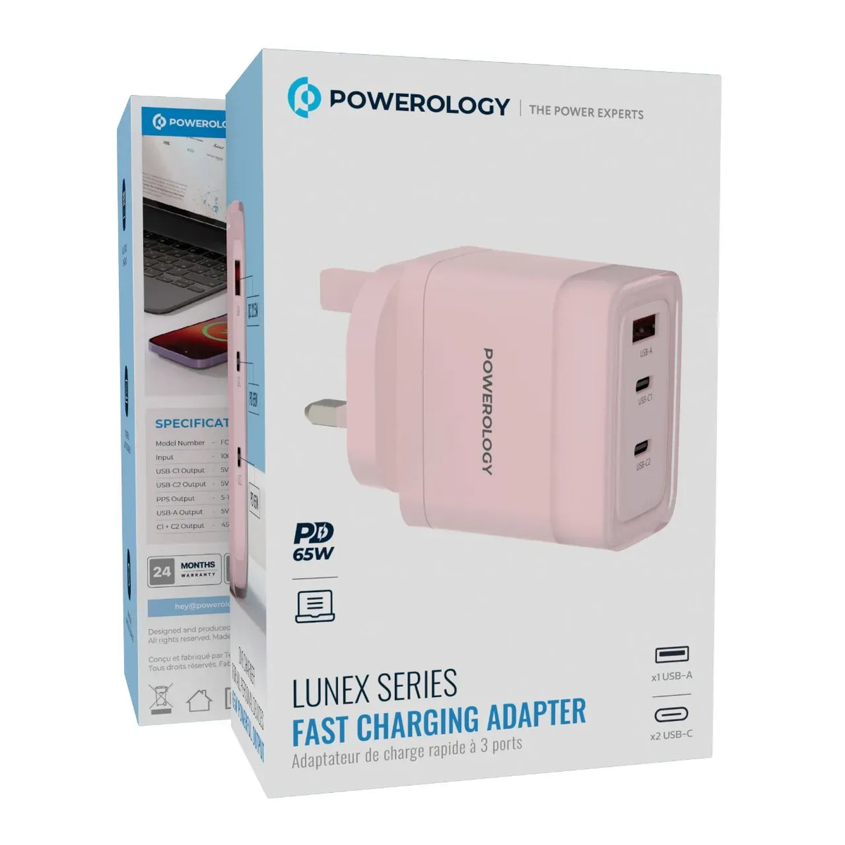 Powerology Lunex Series Fast Charging Adapter PD 65 W - Pink – image 6