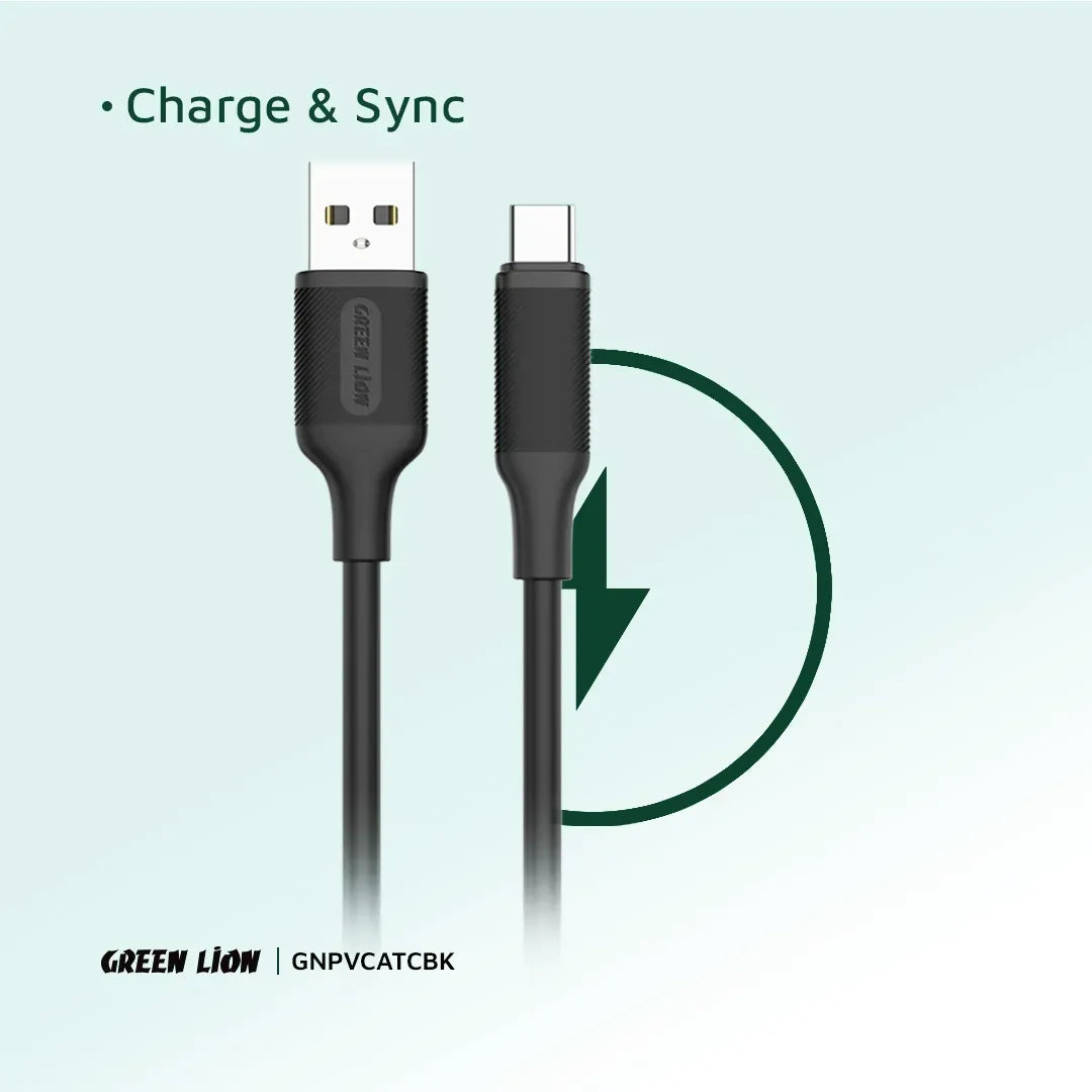 Green Lion USB-ATo Type-C PVCCable(1 m) - Black – image 3