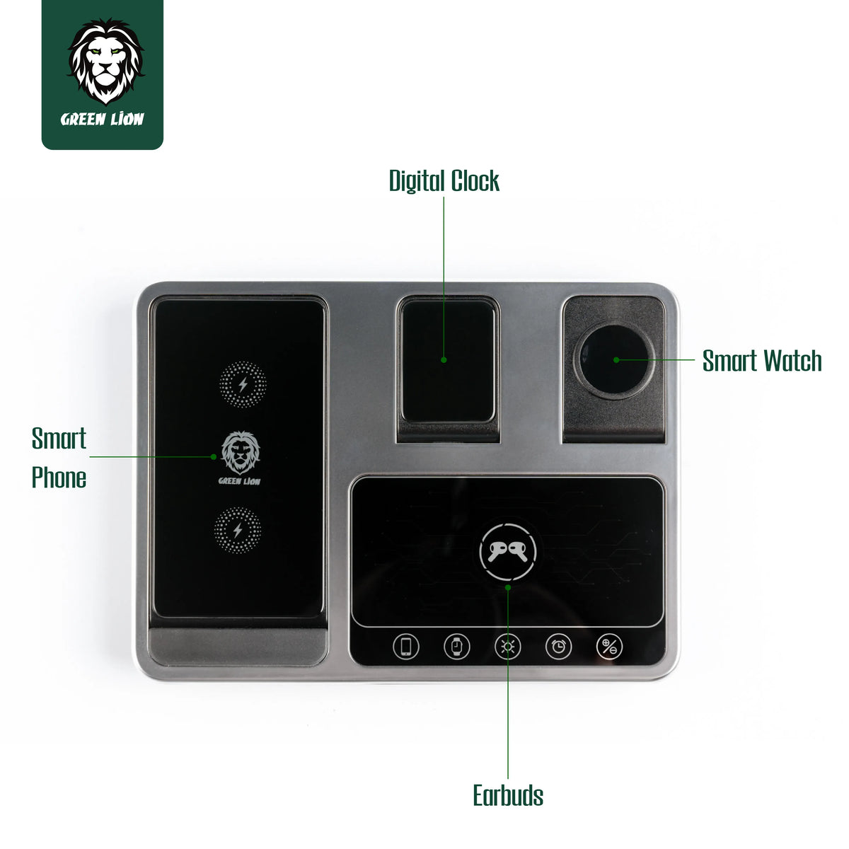 Green Lion 4 in 1 Wireless Charging Station Gray – image 6