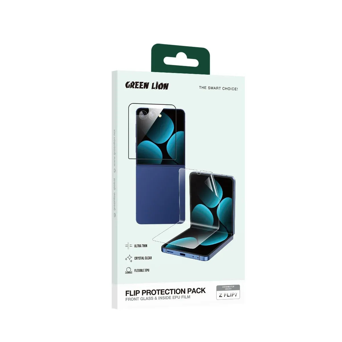 Green Lion Flip Protection Pack Front Glass Inside Epu Film for Z Flip 7 Clear – image 2
