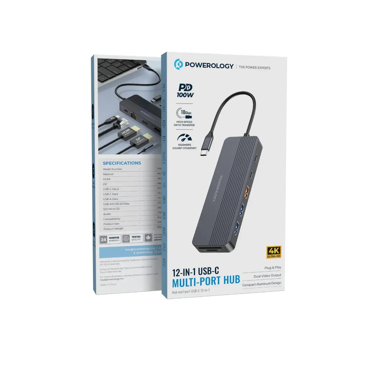 Powerology 12 in 1 USB C Multi Port Hub Gray – image 4