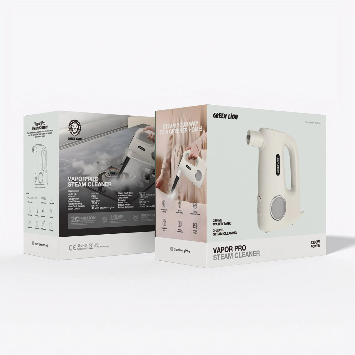 Green Lion Vapor Pro Steam Cleaner 1200w Beige – image 3