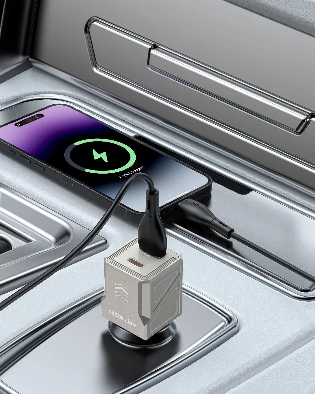 Green Lion Dual Volt Car Charger PD+QC 60 W - Titanium – image 5