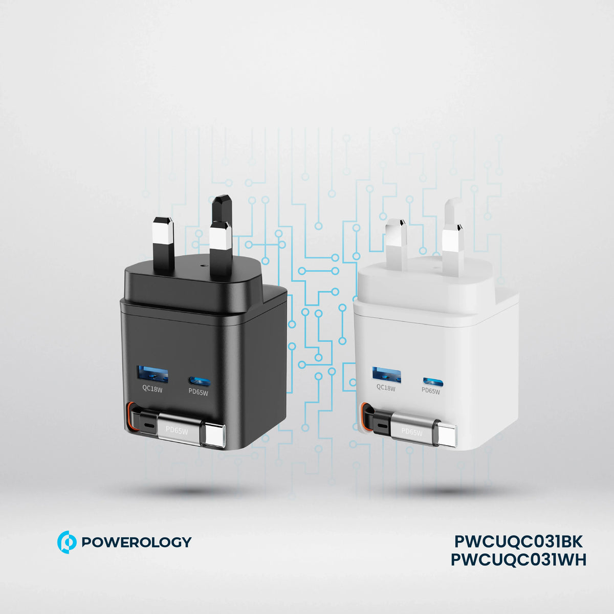 Powerology Dual Port |Retractable Ga NCharger - Balck – image 5