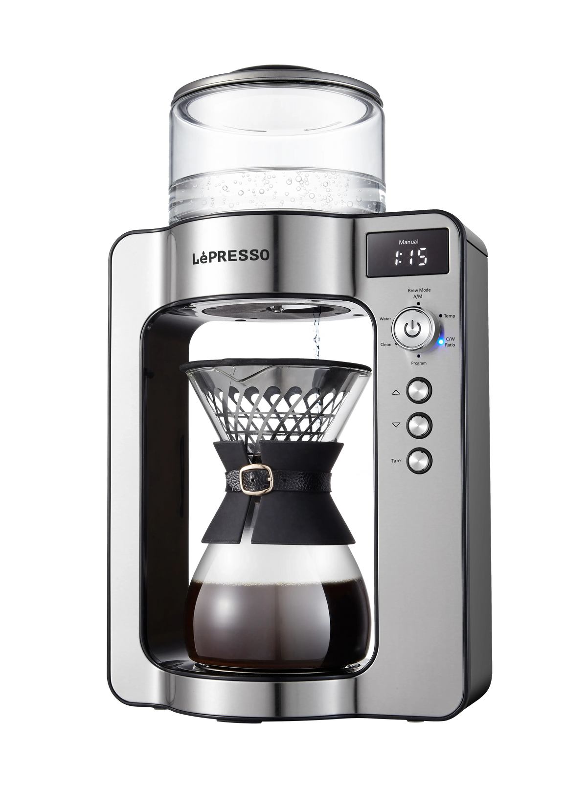 LePresso Artisan Brew Automatic Pour Over Brewing with Rotating Drip Customized Settings Silver – image 3