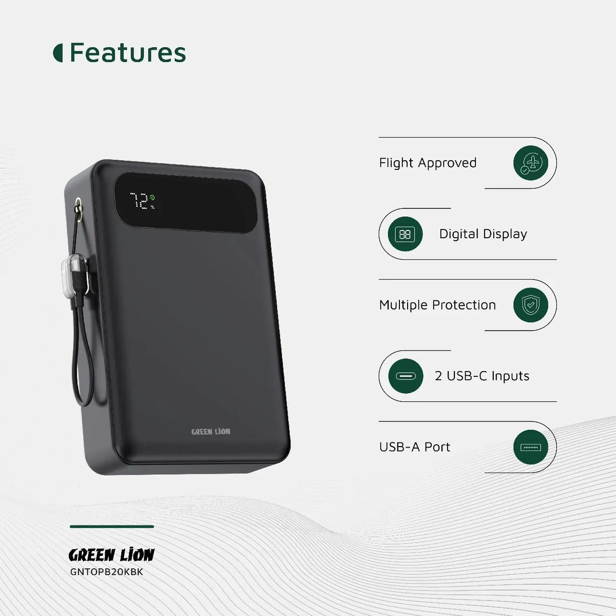 Green Lion Toledo 20000mAh Power Bank PD 20w Black – image 12