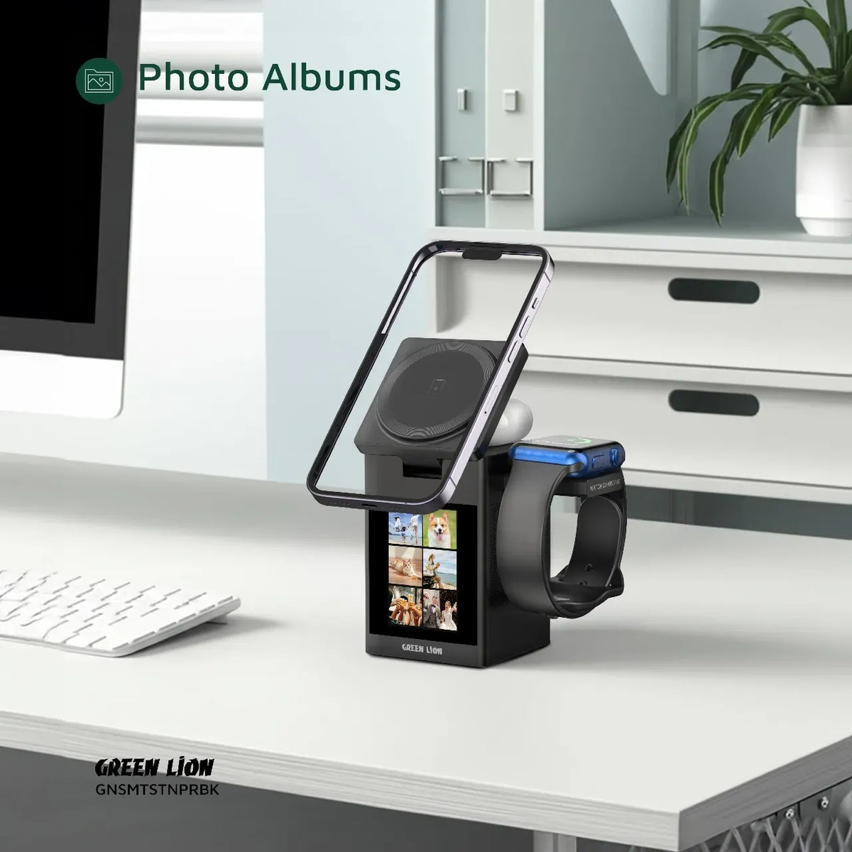 Green Lion Smart Station Pro LCD Display Wireless Charger with Speaker Black – image 11