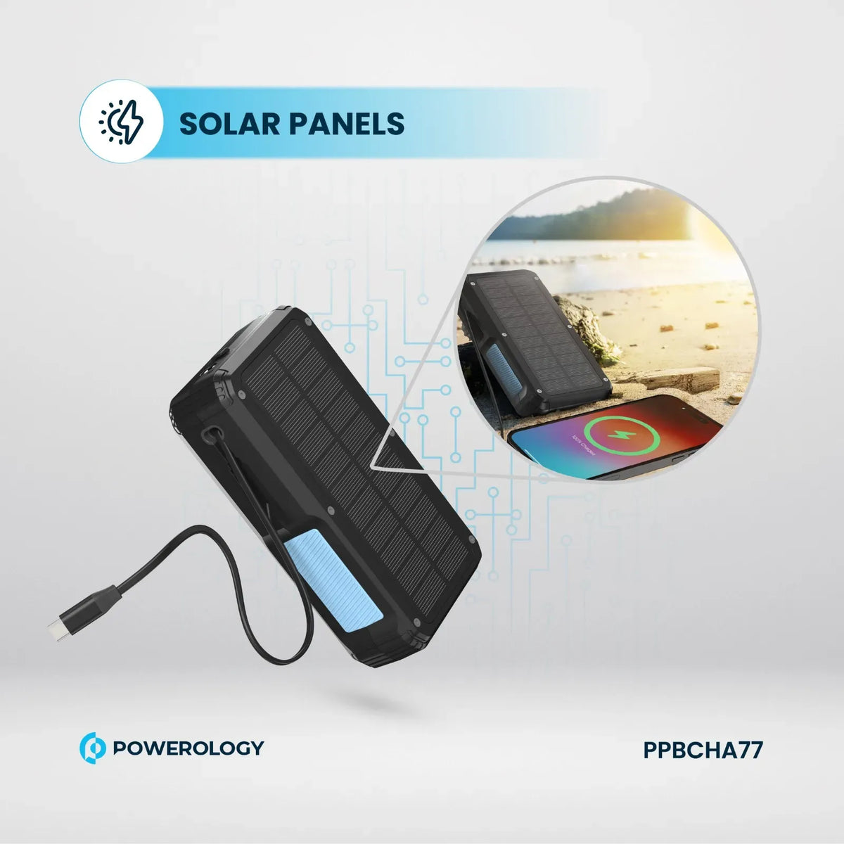 Powerology 27000mAh Solar Wireless Charging Power Bank Black – image 20