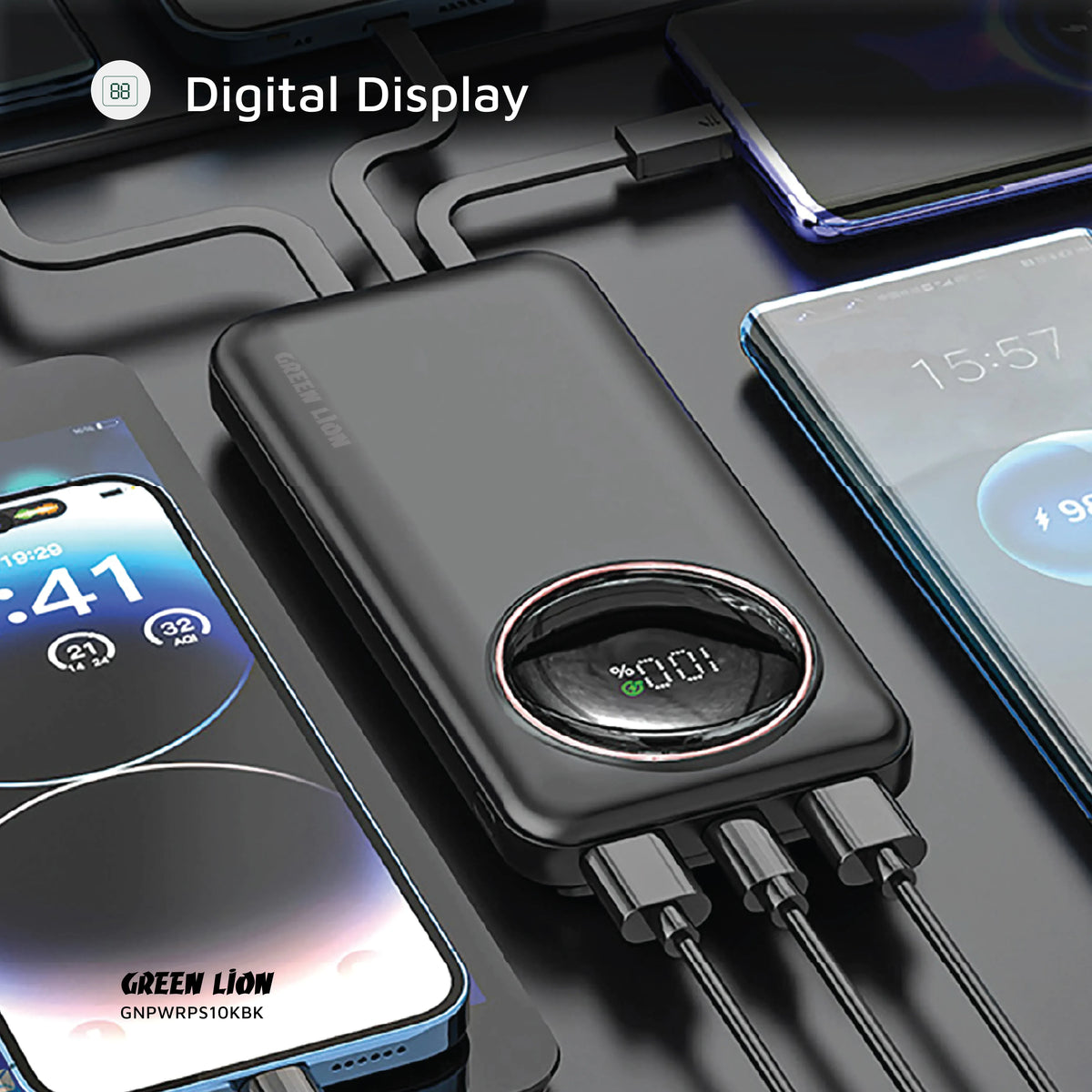 Green Lion Power Pulse 10000mAh Power Bank Black – image 9