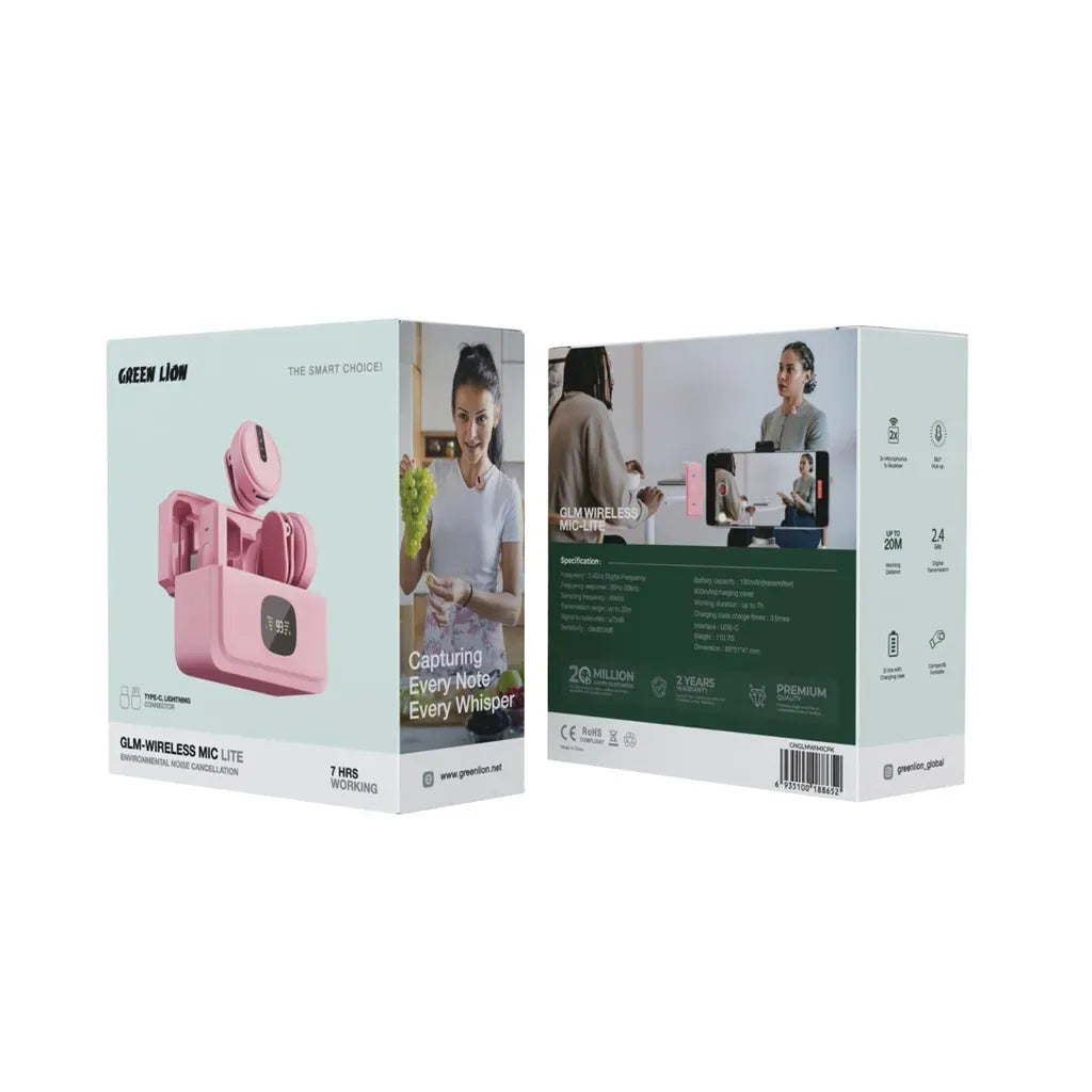 Green Lion GLM-Wireless Mic Lite Environmental Noise Cancellation - Pink – image 4