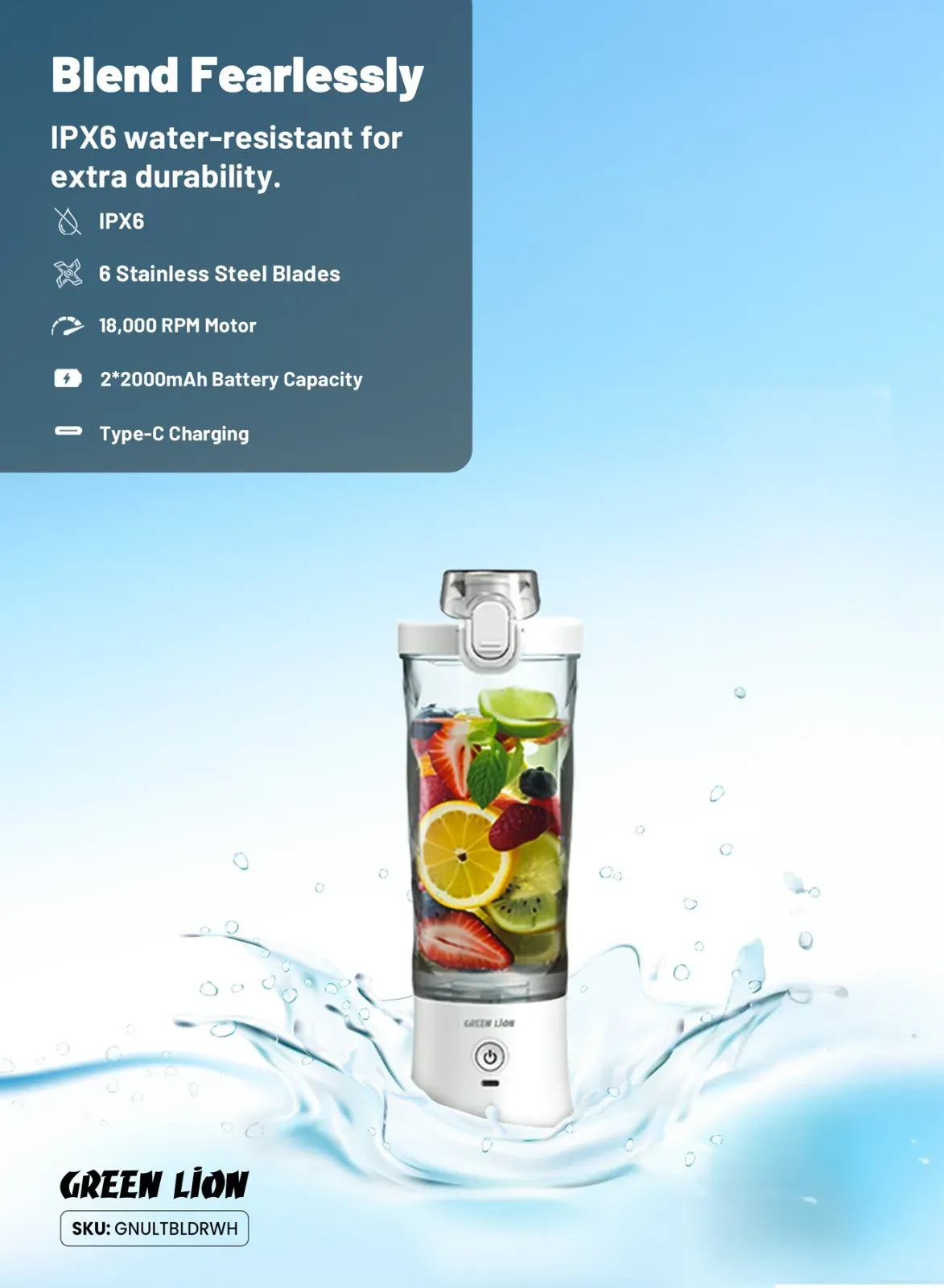 Green Lion Ultimate Blender 600ml Capacity White – image 7