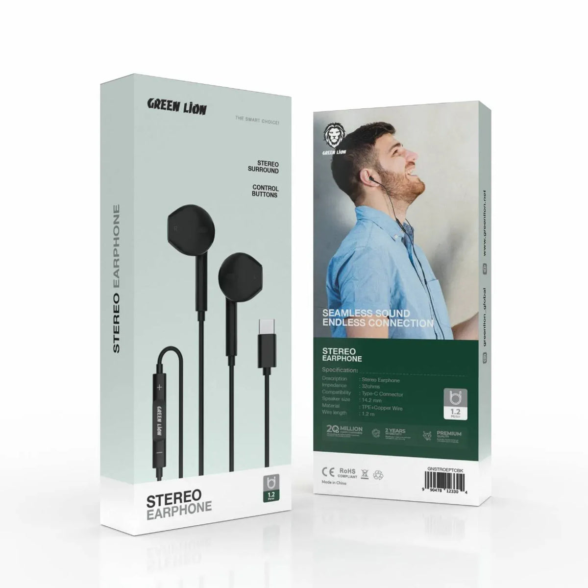Green Lion Stereo Earphone With Type-CConnector - Black – image 3