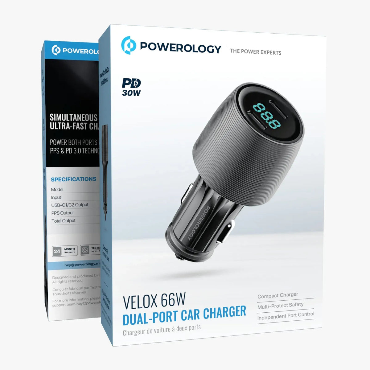 Powerology Velox 66w Dual Port Car Charger Black – image 8