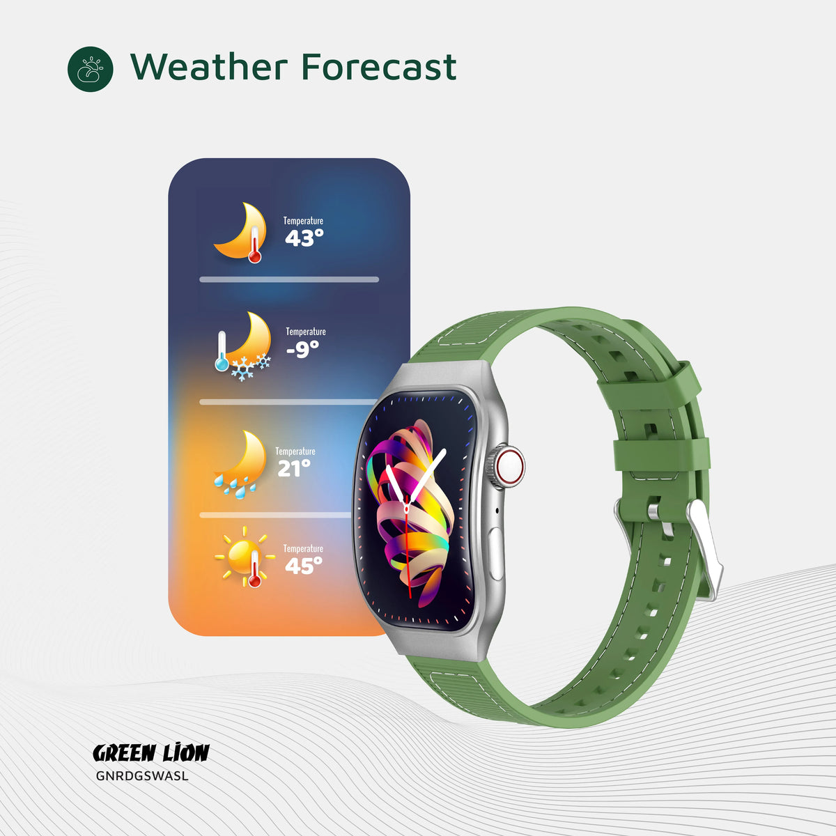 Green Lion Ridge Smart Watch - Silver&Green – image 14