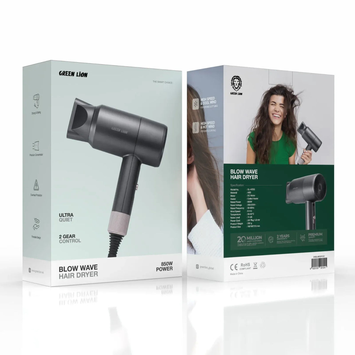 Green Lion Blow Wave Hair Dryer 850w Grey – image 3