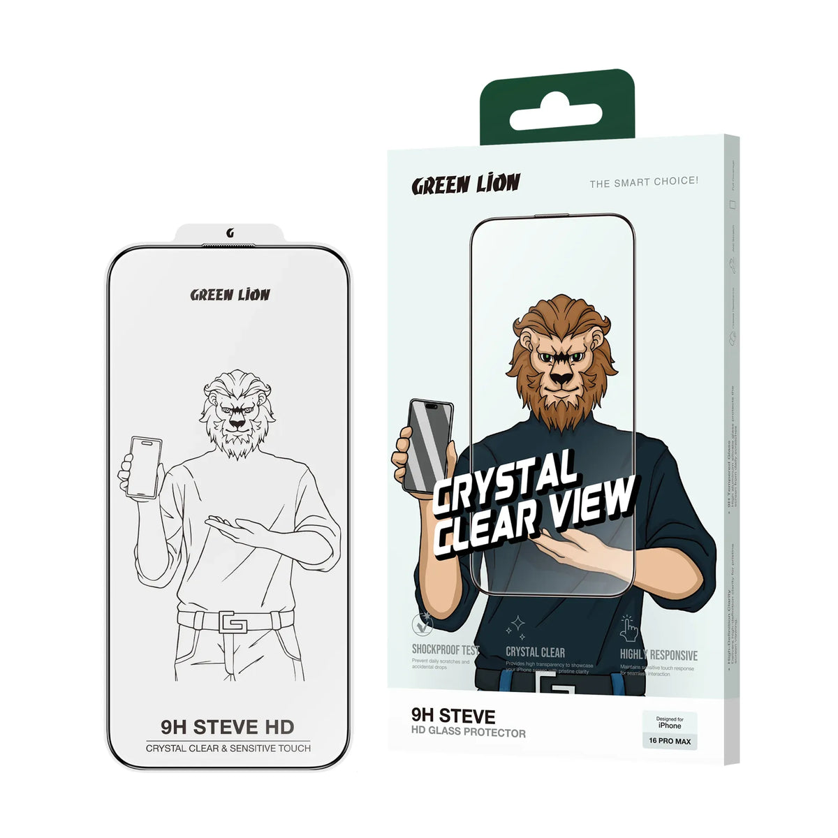 Green Lion 9 HSteve HD Screen Protector - Black Edge/Clear – image 7
