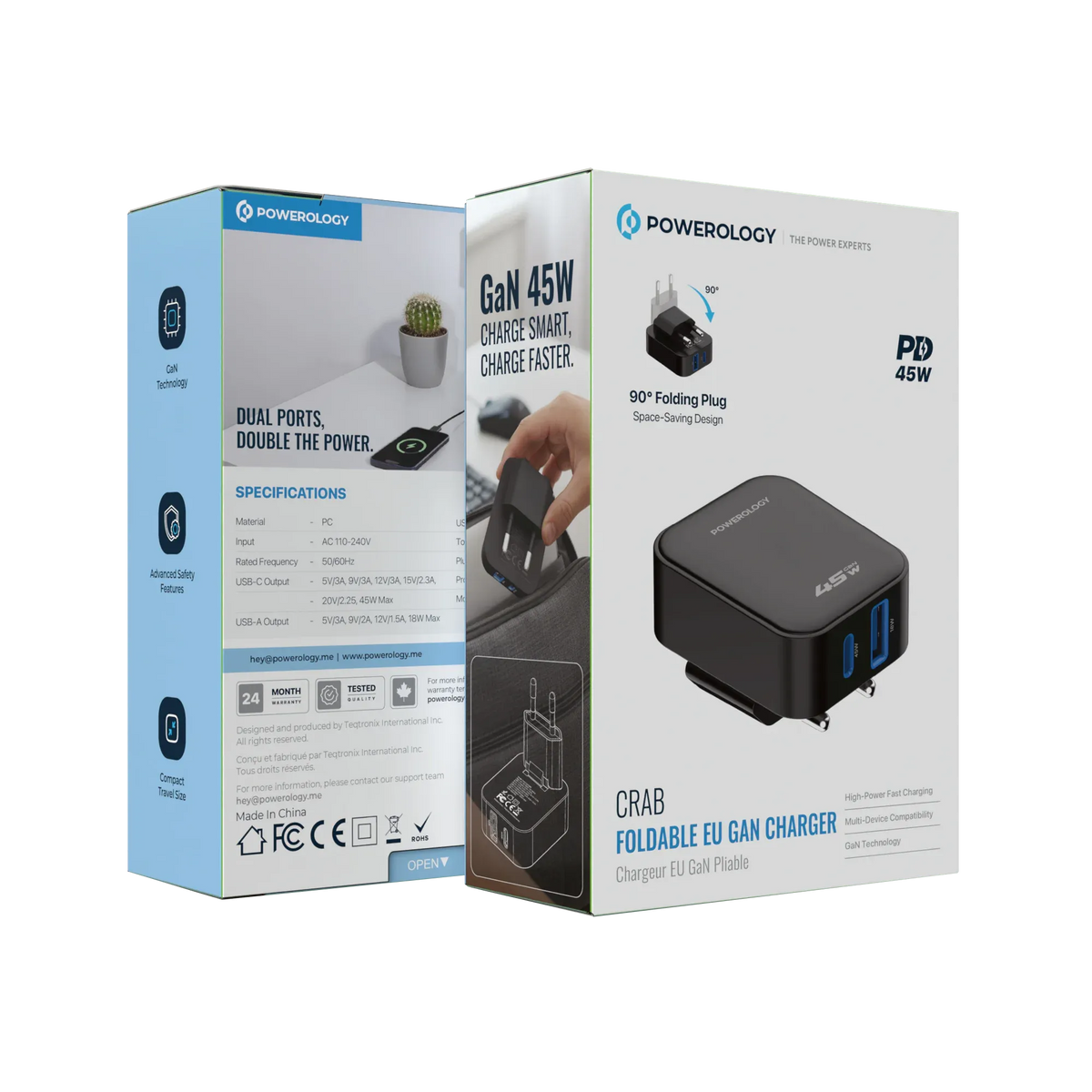 Powerology Crab Foldable Eu Gan Charger Black – image 8