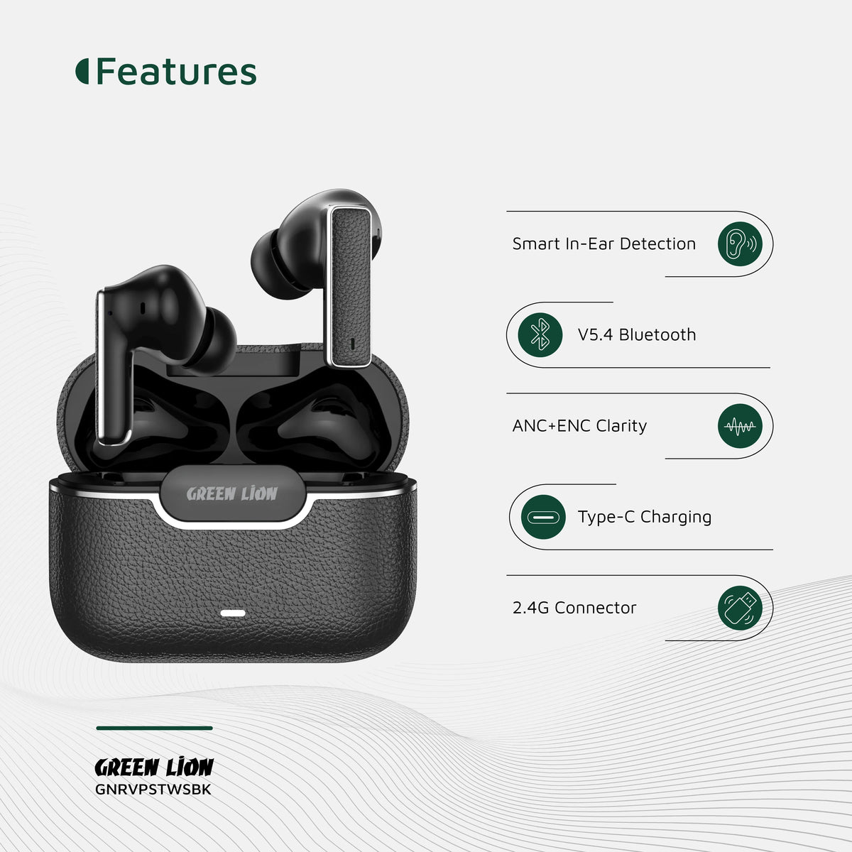 Green Lion River Plus True Wireless Earbuds - Black – image 4
