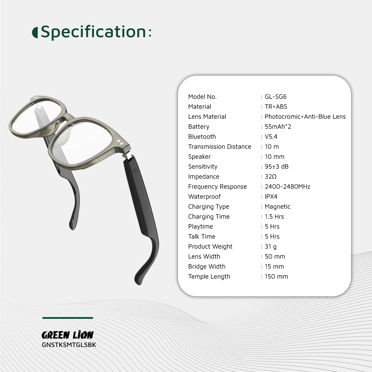Green Lion Stockholm Smart Glasses Black – image 5