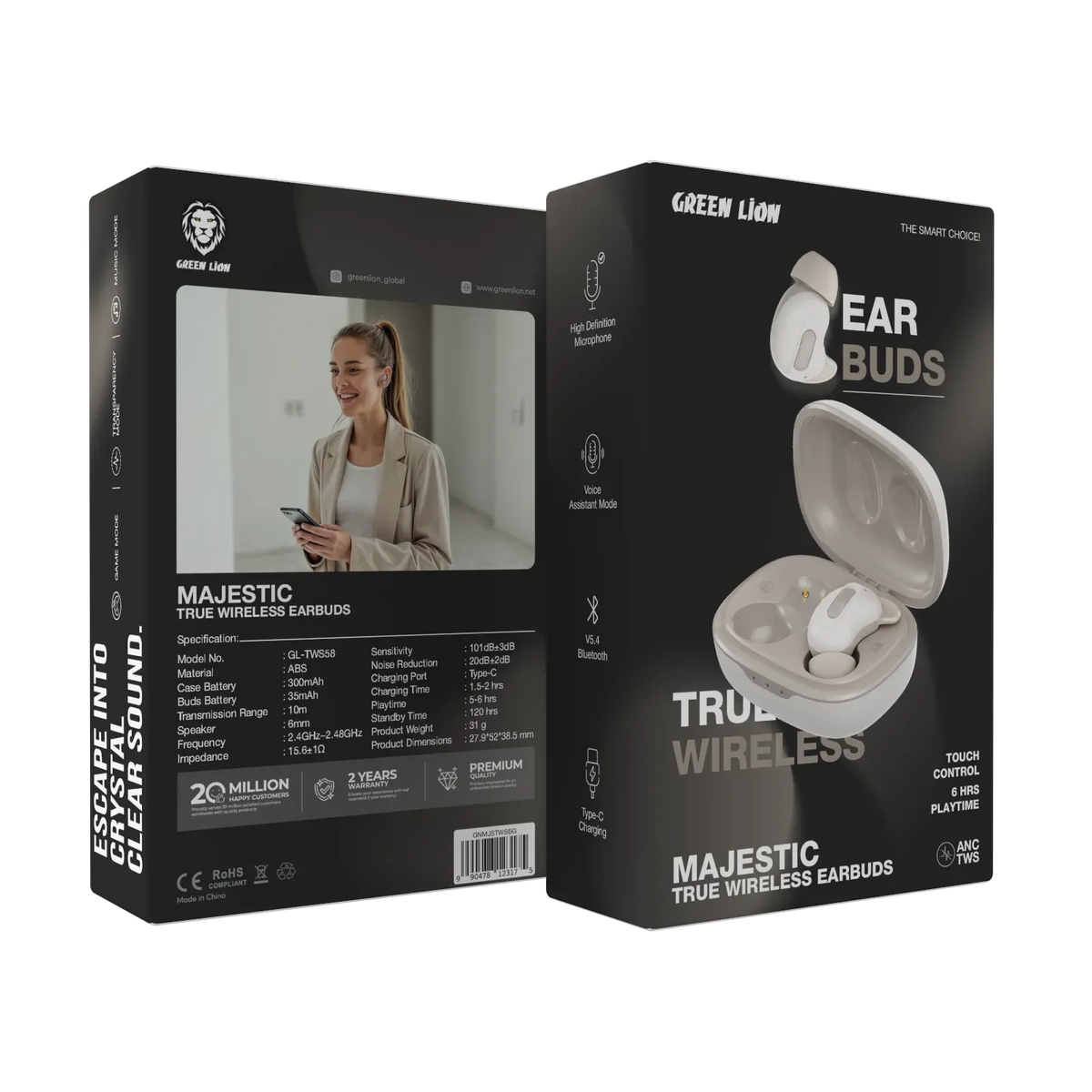 Green Lion Majestic True Wireless Earbuds Tws Beige – image 6