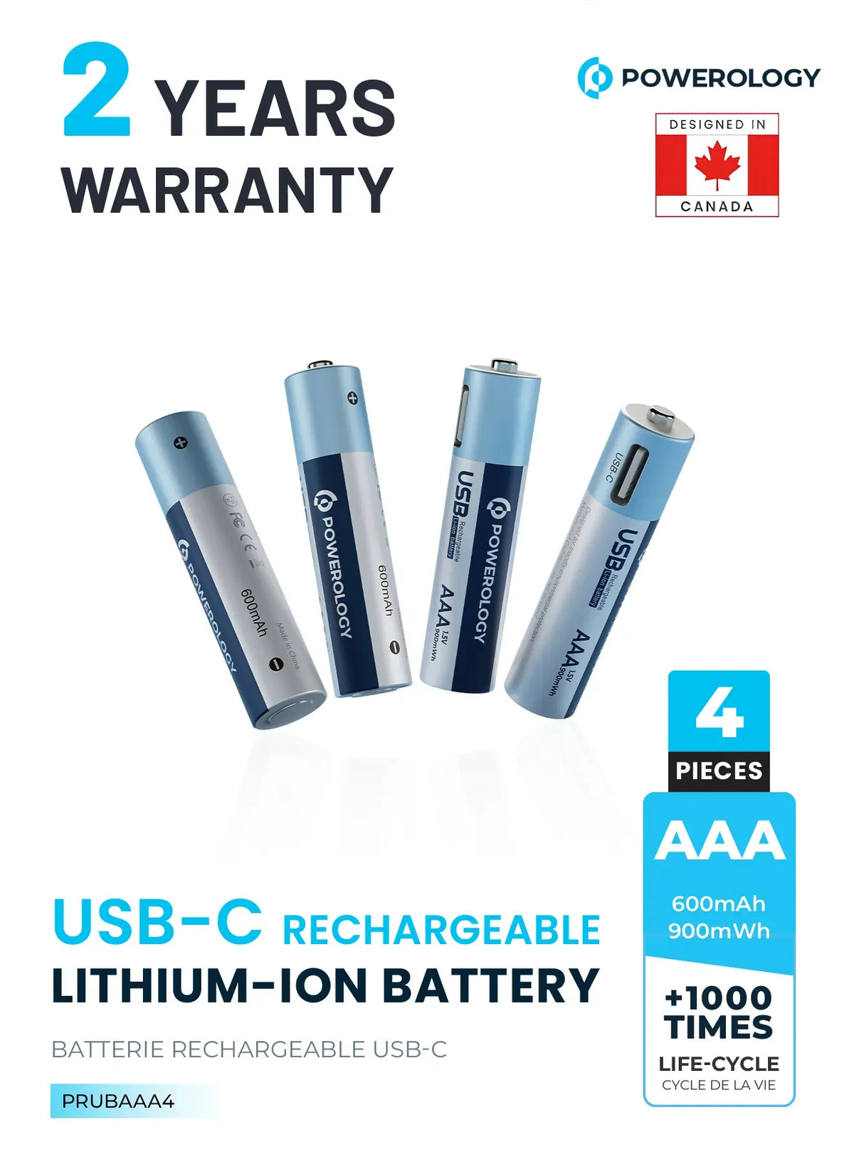 Powerology USB C Rechargeable Lithium Ion Aaa Battery – image 6