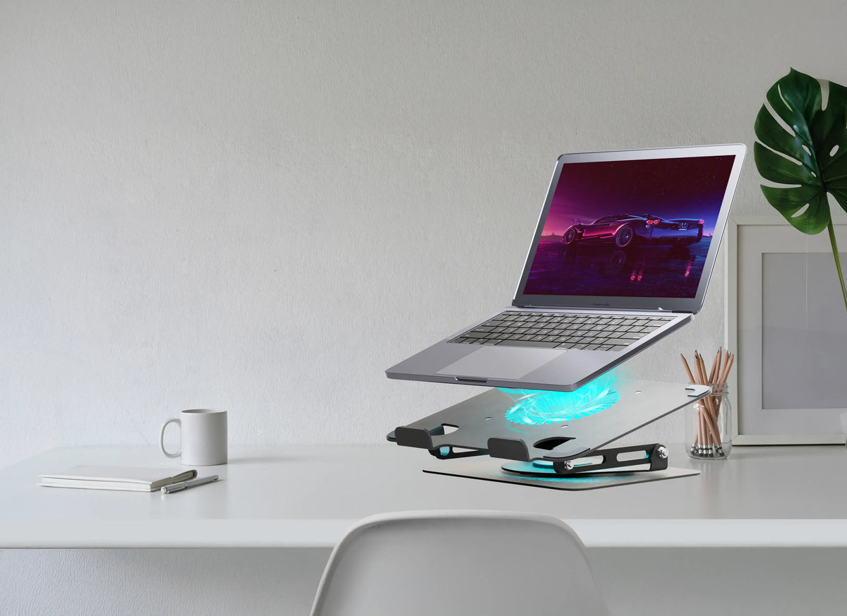 Green Lion Adjustable Laptop Stand with Cooling Fan Black – image 4