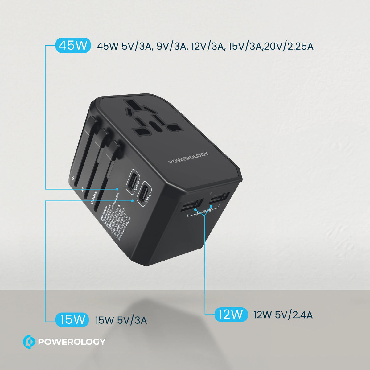 Powerology Universal Multi-Port Travel Charger - Black – image 13