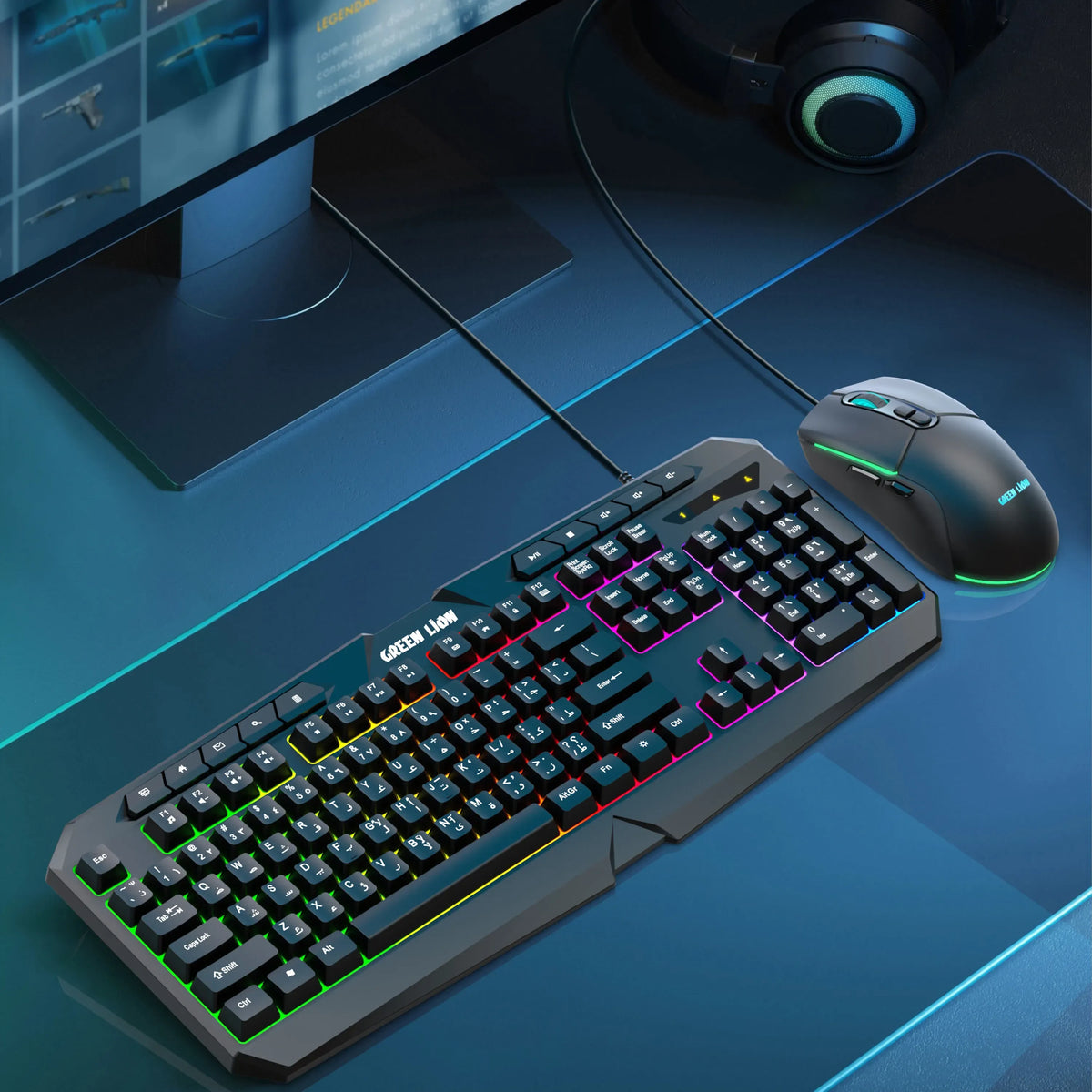 Green Lion Gk 400 Rgb Gaming Keyboard Mouse Black – image 4