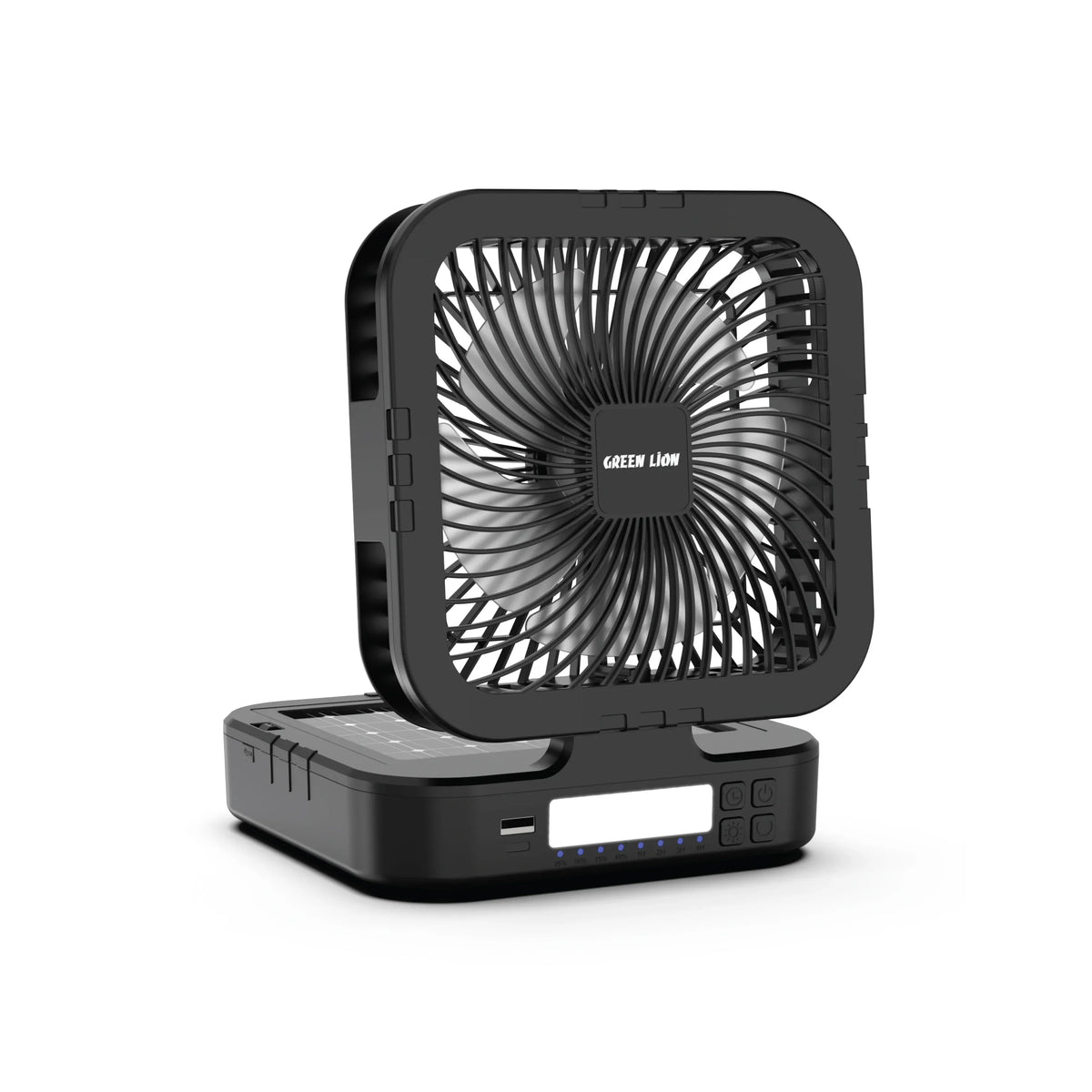 Green Lion Solar Trio Fan| Light|Power Bank - Black – image 2