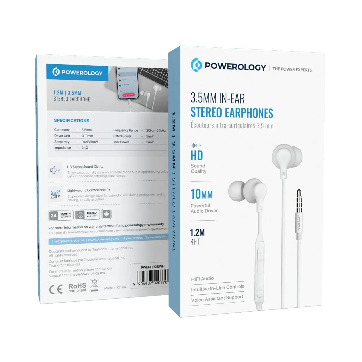 Powerology 3.5 mm In-Ear Stereo Earphones - White – image 2