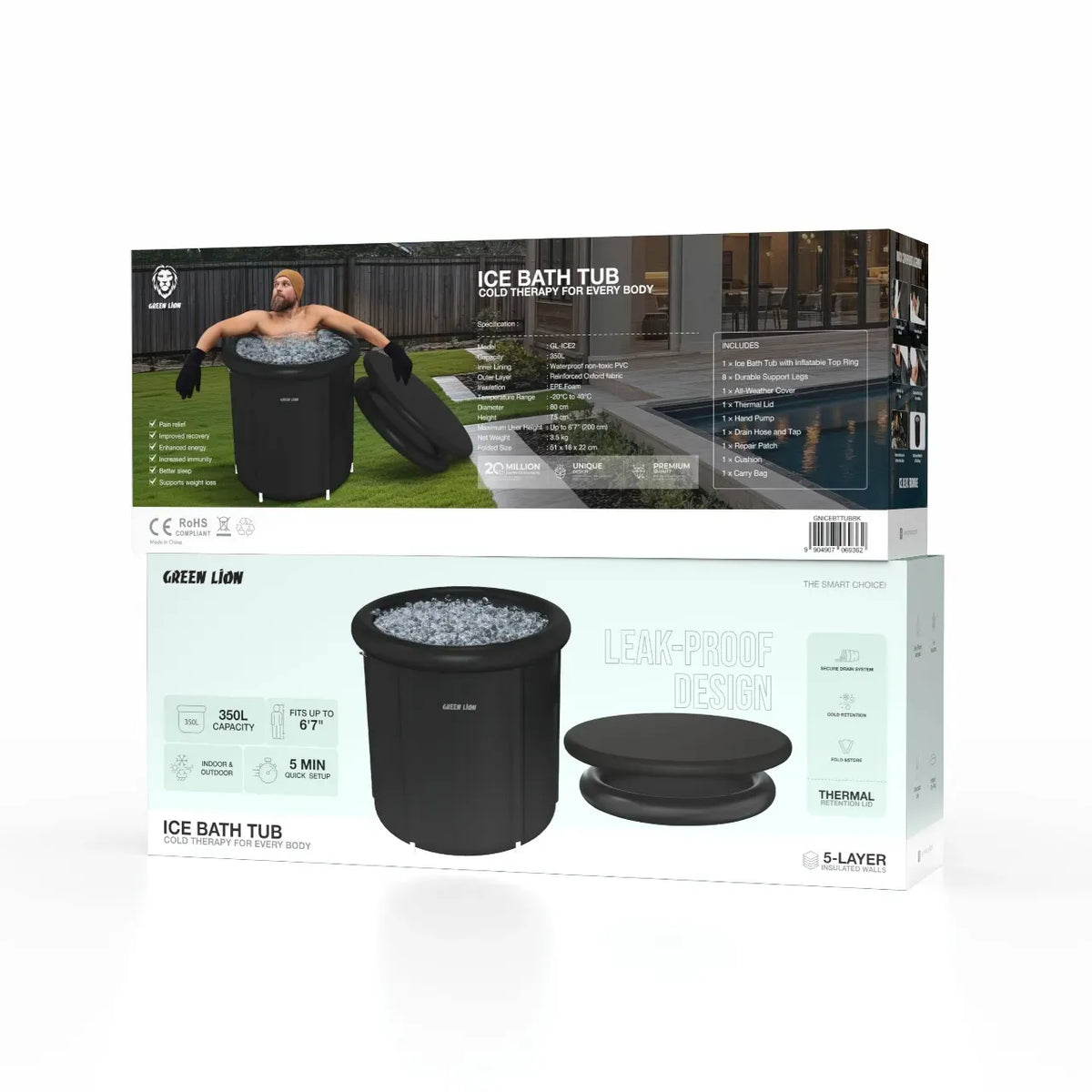 Green Lion Ice Bath Tub - Black – image 3