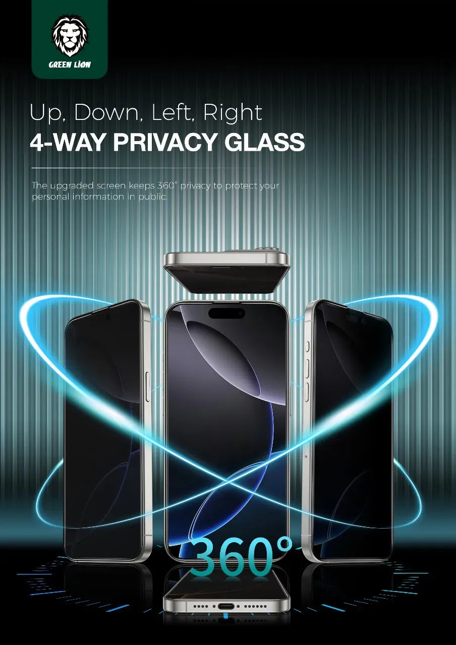 Green Lion ANTHONY 360° Privacy Screen Protector 4-Way Anti-Peeping Glass - Black Edge/Privacy – image 9