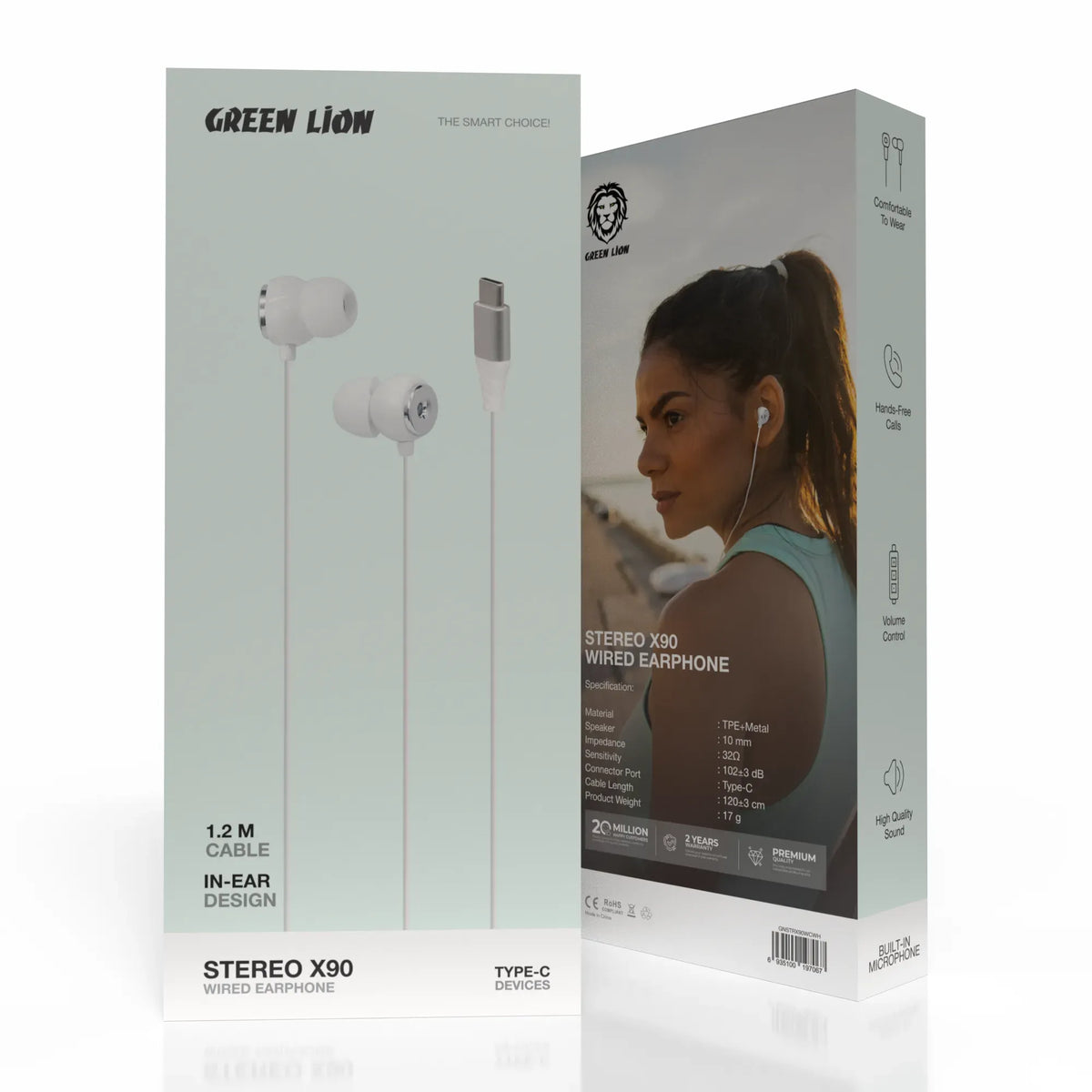 Green Lion Stereo X 90 USB-C Wired Earphone - White – image 5