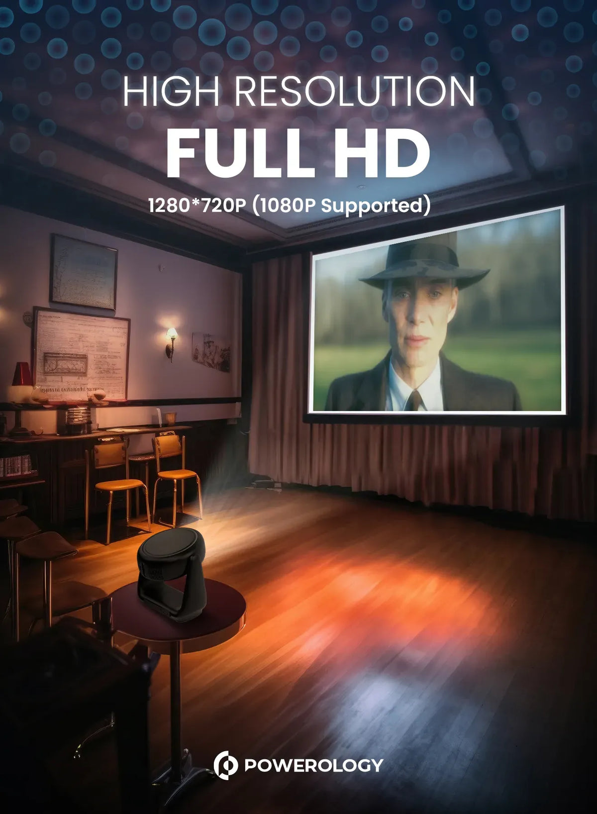 Powerology 300 Ansi Lumens Full HD Portable Projector with Built in Battery and LCD Light – image 5