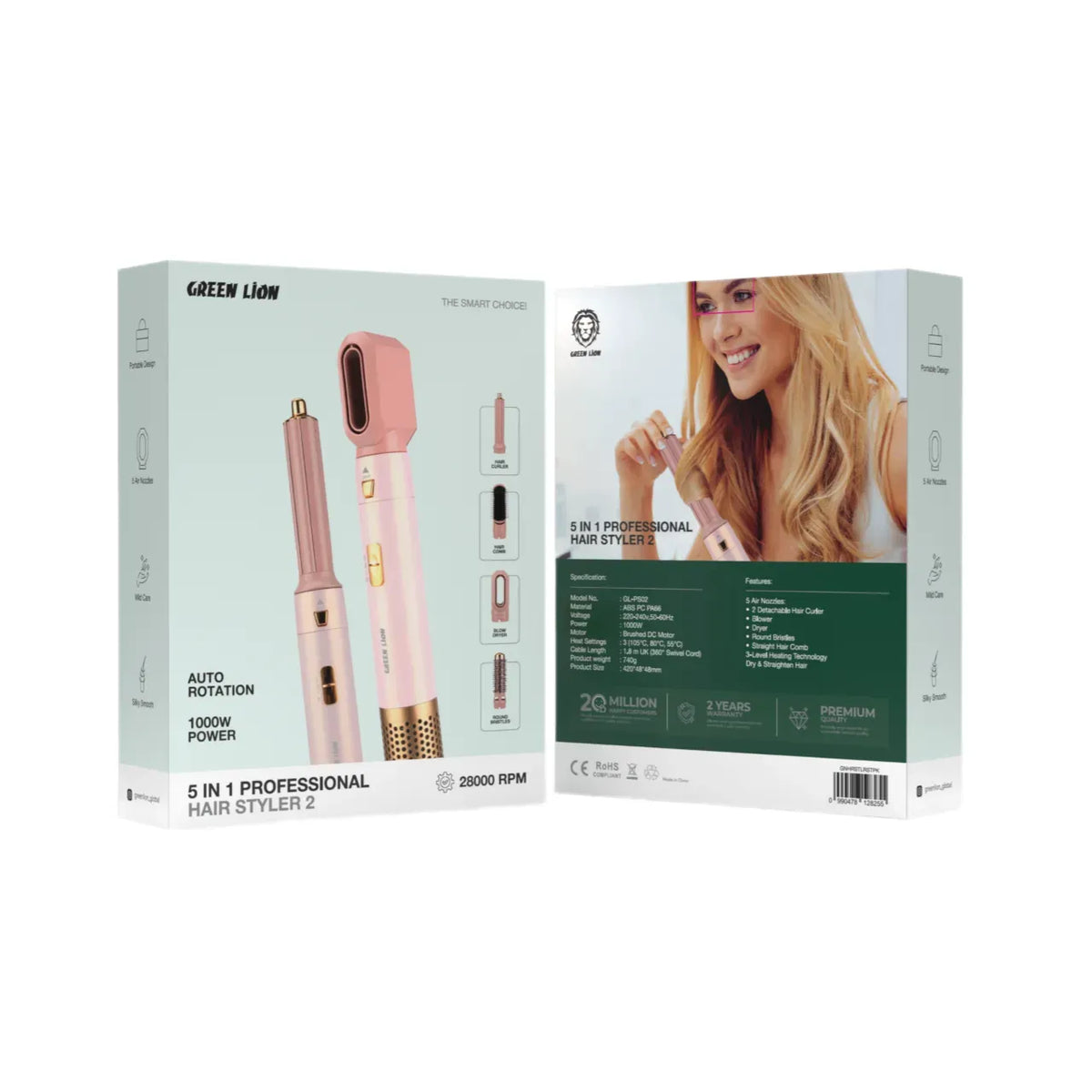 Green Lion 5 in 1 Professional Hair Styler 2 - Pink – image 4
