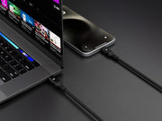 Powerology Power Sync Weave USB-C to USB-C PD 60 W 1.2 MCable - Black